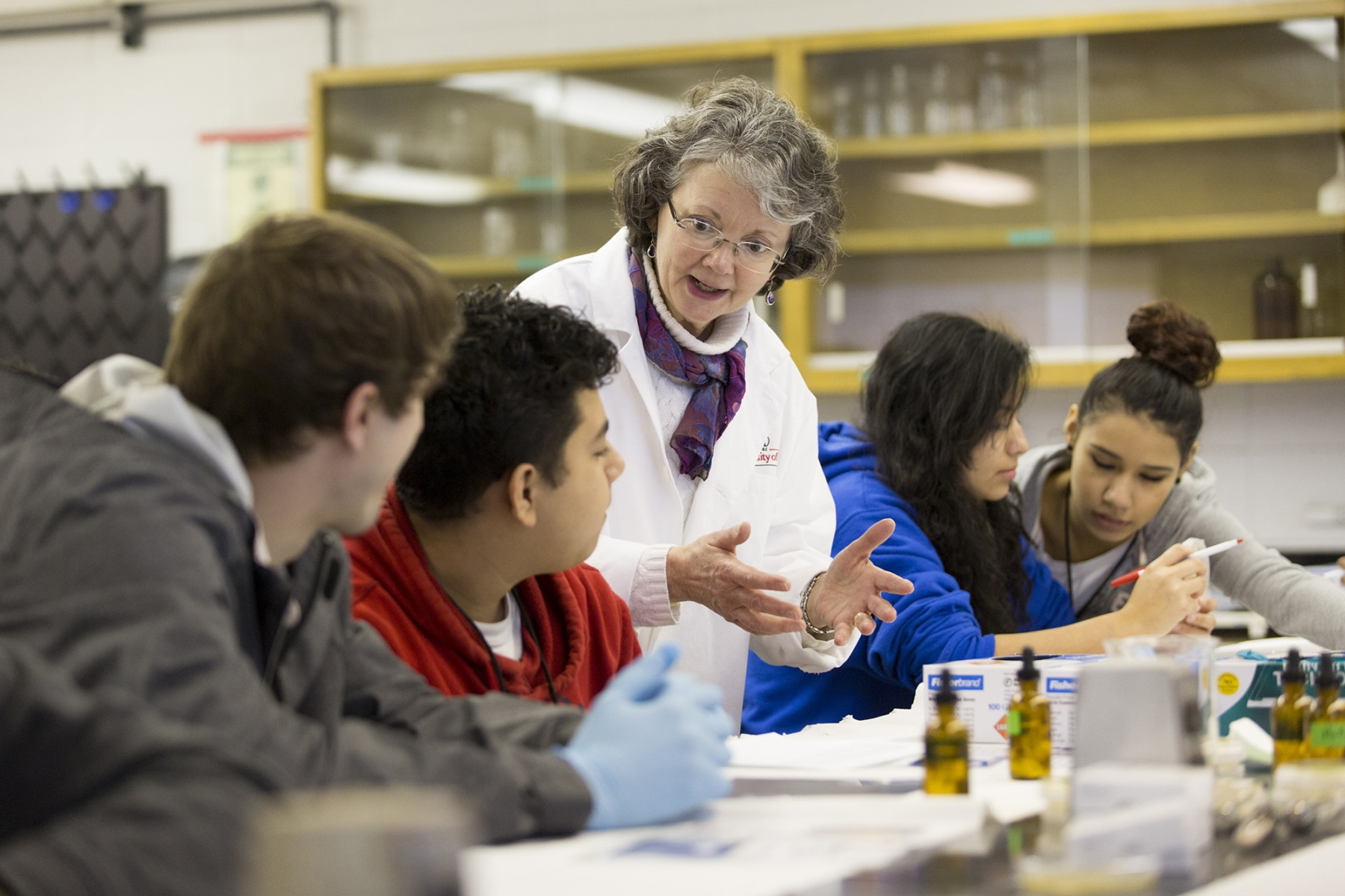 Dr. Karls with 9th grade STEM research students