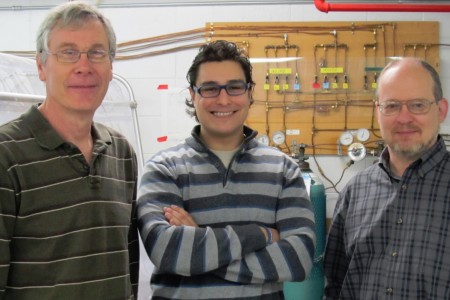 William Whitman, Felipe Sarmiento and Jan Mrazek posing in the lab